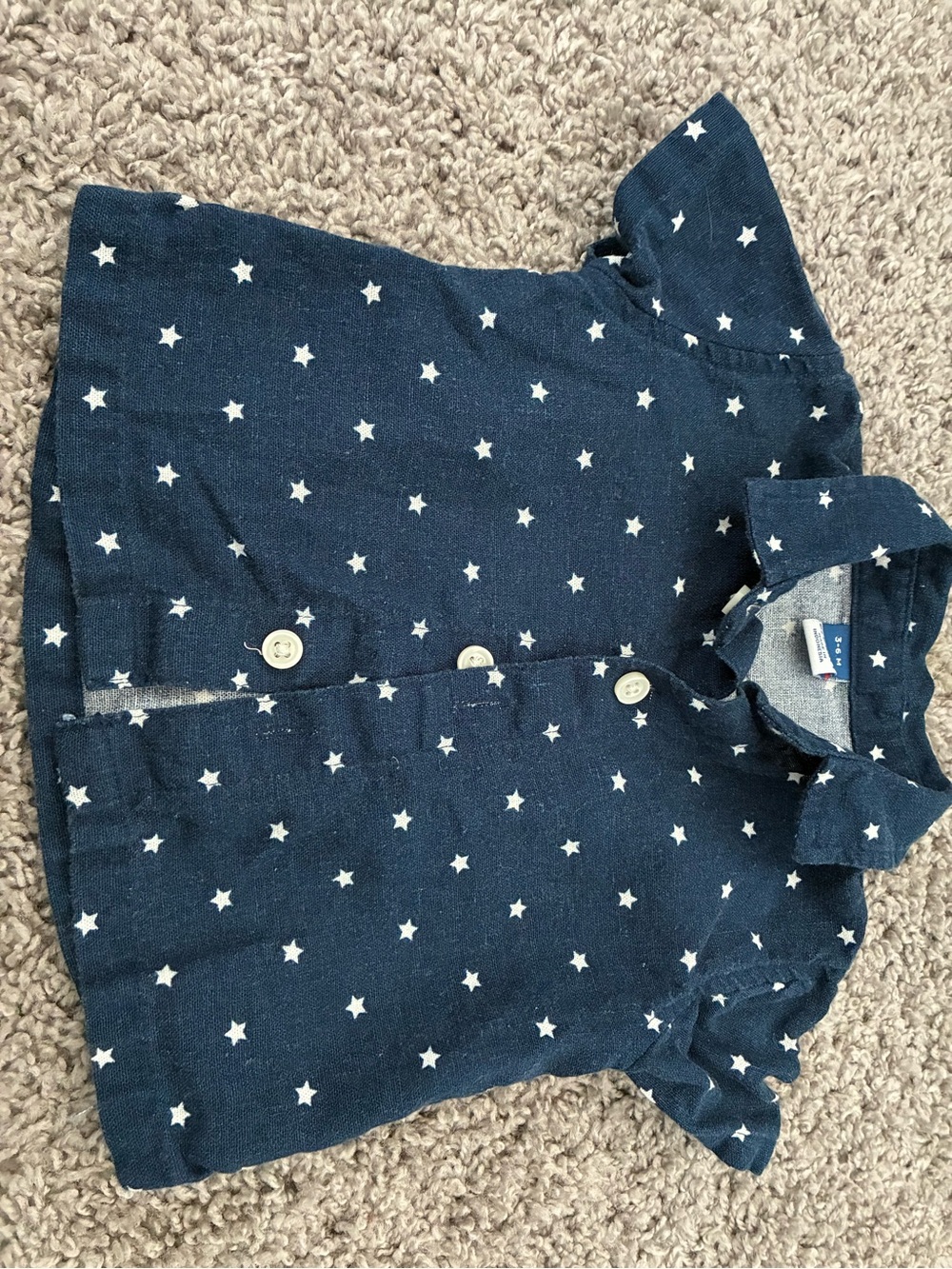 Navy Star Button-Up Shirt with matching shorts